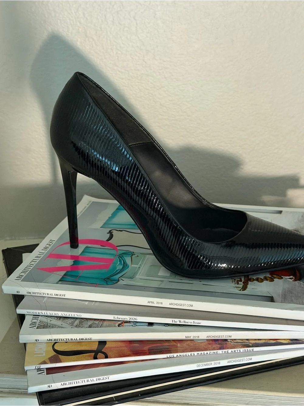 Dune heels Black Patent Pointed-Toe Stiletto Pumps - Women's size 38